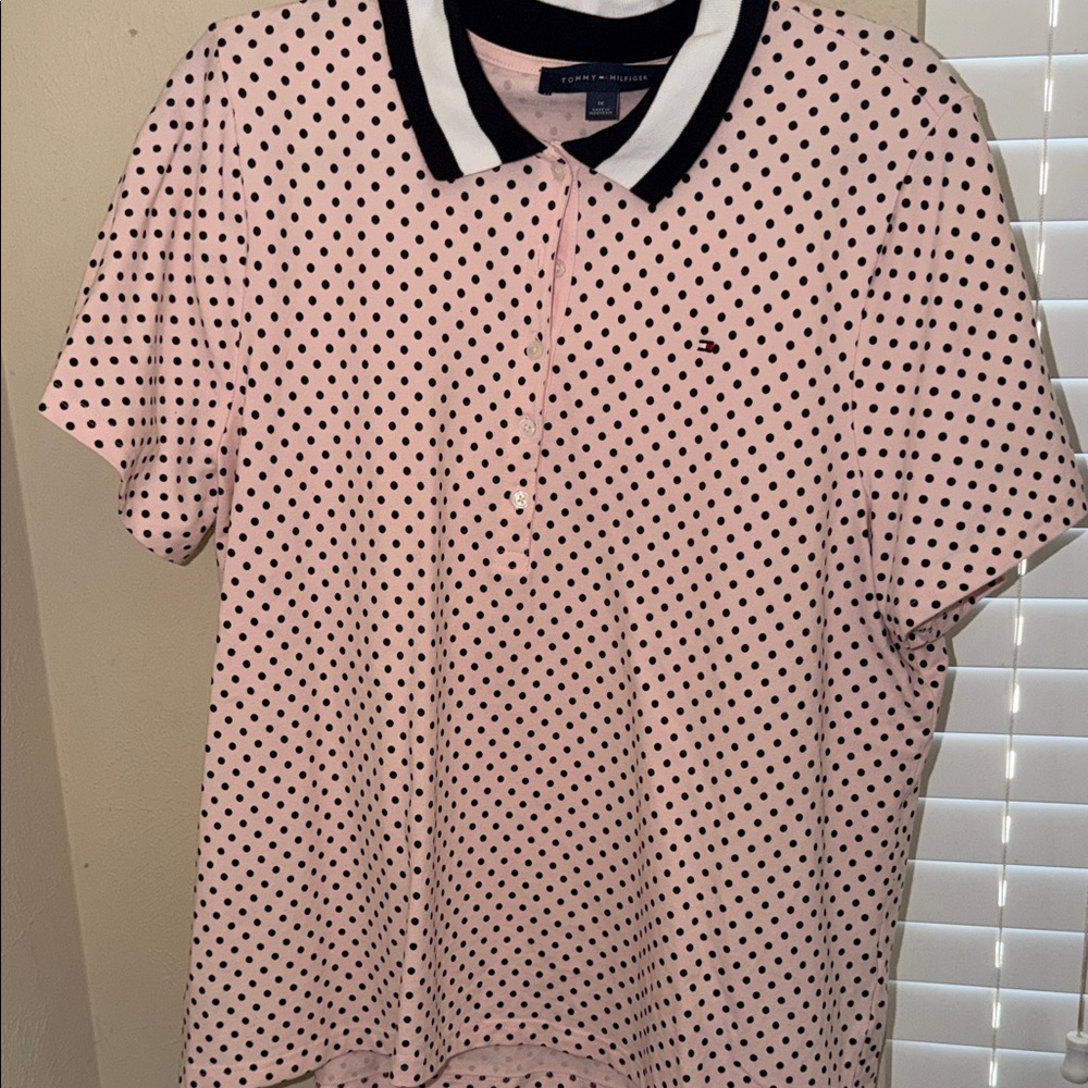 Tommy Hilfiger Pink Polo with Black Dots